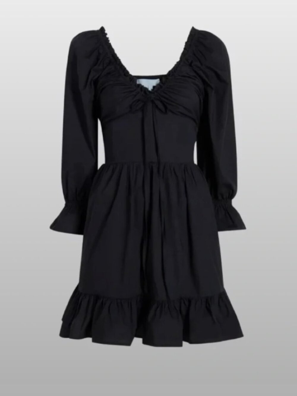 Hill House Black Ruffle Mini Dress with Puff Sleeves Size XS